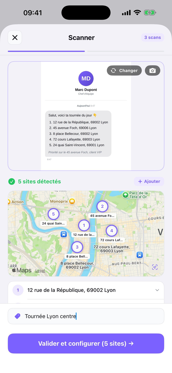 Scan d'une liste d'adresses